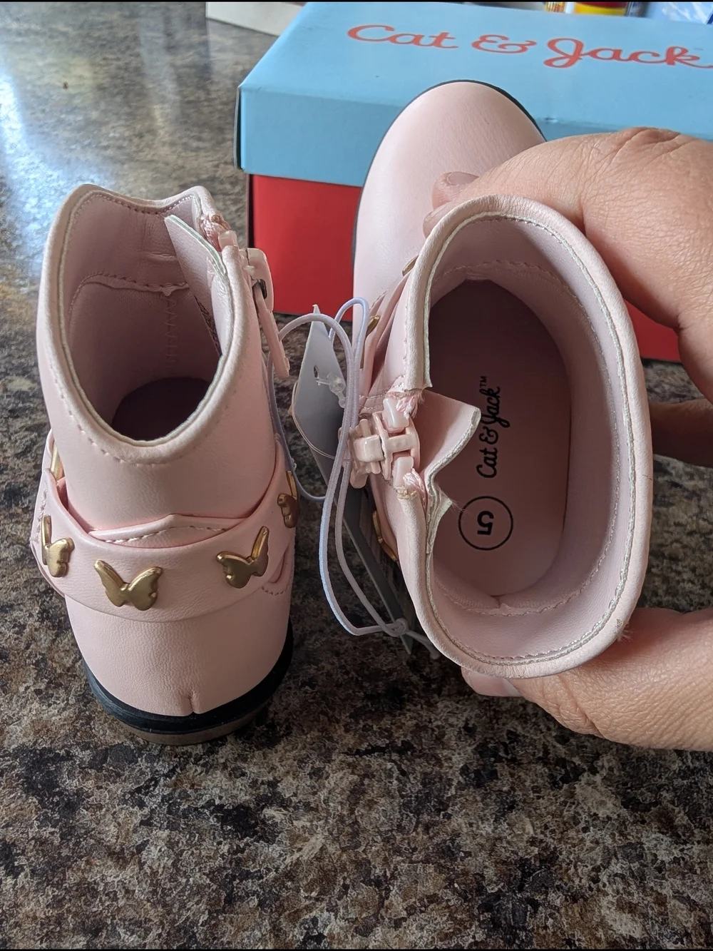 Cowgirl Boots Light Pink Toddler Size 5 Butterfly Studs On The Straps